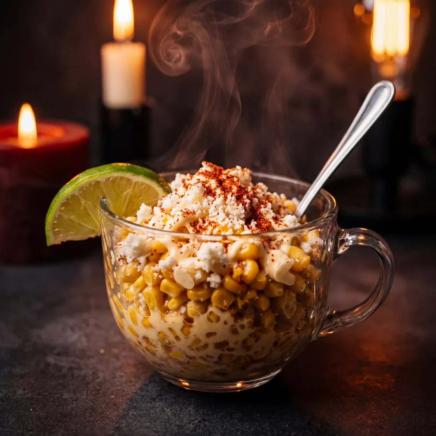 Exquites en vaso con mayonesa, queso cotija y chile